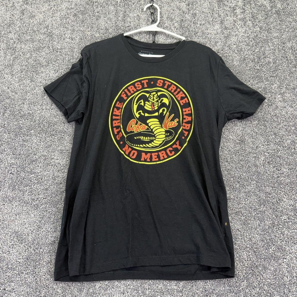Bioworld Shirt Mens Large Black Cobra Kai Strike First No Mercy Graphic Tee